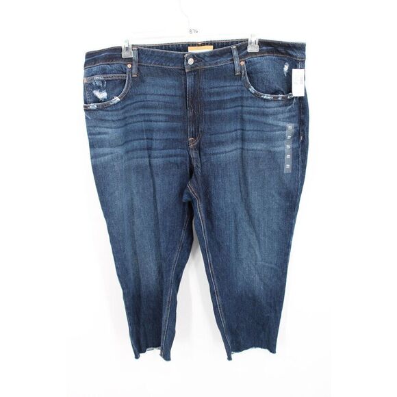 Goldie Blues Jeans Womens 22W SHORT Blue Stretch Cheeky Taper Ankle Raw Hem NWT - Picture 1 of 9